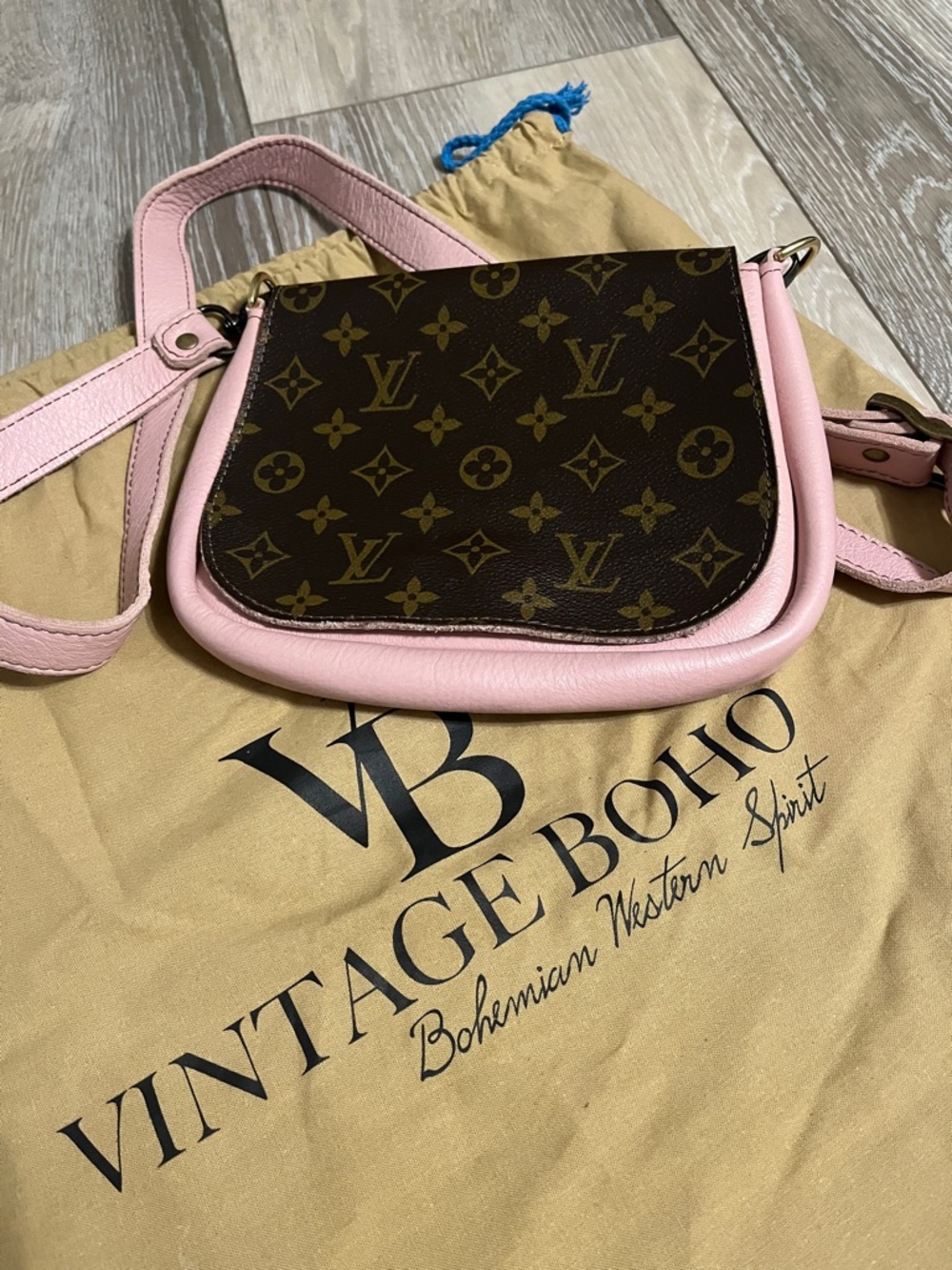 Vintage Boho Louis Vuitton Monogram Crossbody with Pink Trim